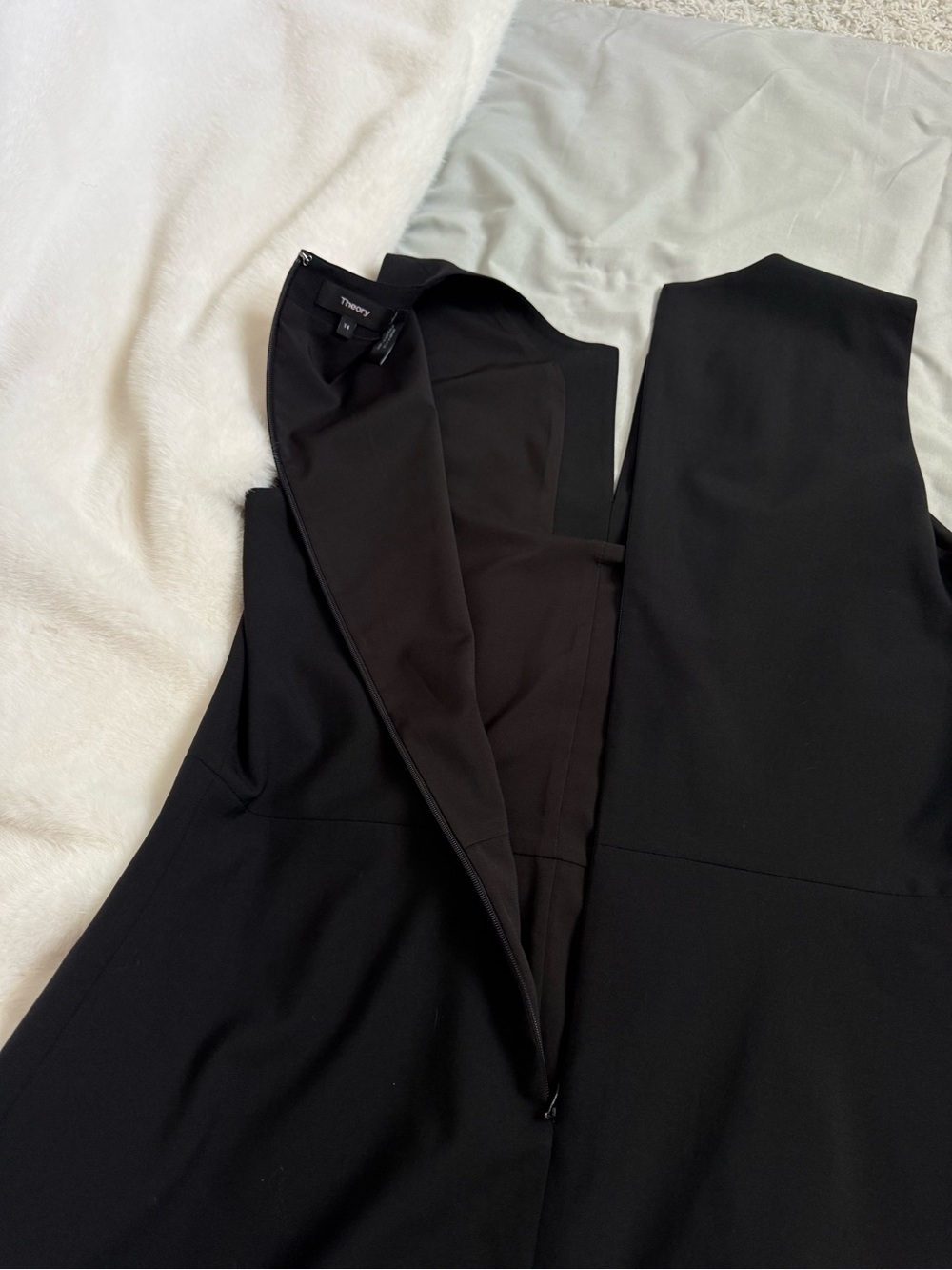 Theory Wool Black Sleeveless Miyani Mini Dress Sz 14 - Picture 10 of 10